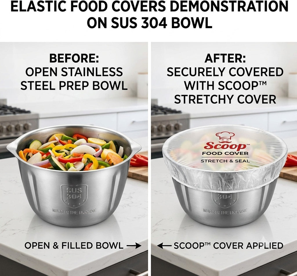 Kitchen Fresh Prep Combo Deal – 2L Manual Hand Press Vegetable Chopper, Meat Mincer & 100 Elastic Stretchable Food Covers - Random Color