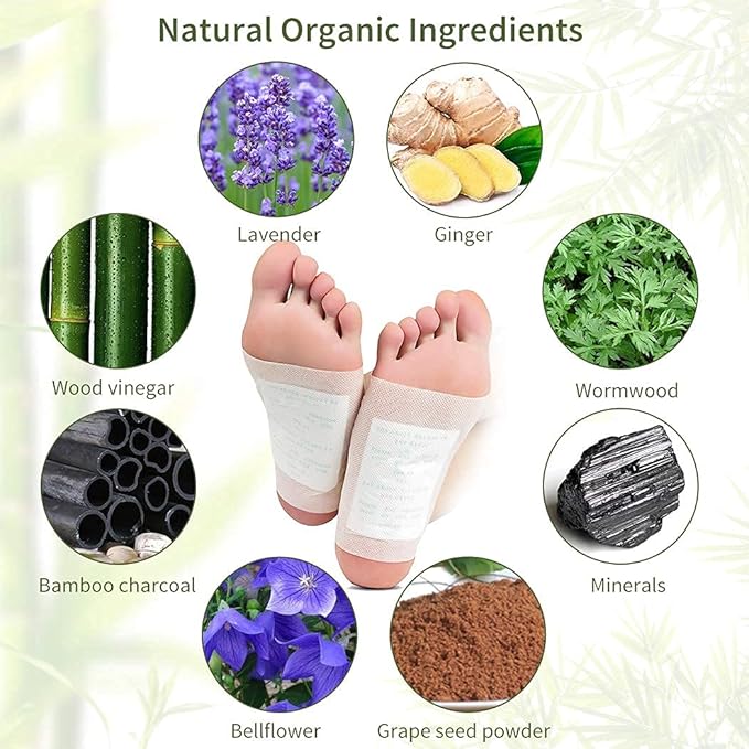 Kinoki Bamboo Vinegar Detox Foot Patches – Deep Cleansing & Relaxing Foot Pads (10 Pads Pack)